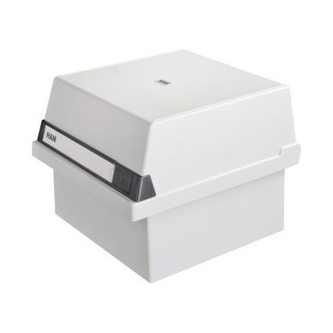 Karteikasten 23,5 x 19 x 25 cm (B x H x T) DIN A5 quer 800 Karten Polystyrol lichtgrau 1 Stützplatte (1/4)