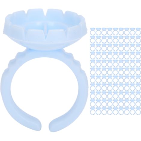 100 pièces Anneaux Porte-Colle Jetables pour Extensions de Cils, Accessoire Bleu (1/5)