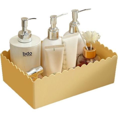Boîte de rangement en plastique pour bureau, cosmétiques, articles ménagers, snacks, panier de rangement pour chambre étudiante et salle de bain, lot de 2 pièces (1/5)