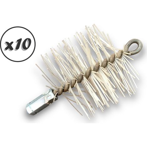 Lot de 10 Brosses à tube PRO NYLON Ø 110 mm Raccord M12175 femelle Ame en acier torsadé Nettoyage brossage tube et canalisation Kibros 41SCN110x10