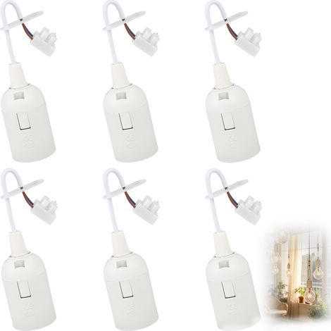 6 PCS Douille E27 Avec Câble Et Connecteurs,Support Ampoule E27,Douille De Chantier,Support D’ampoule En Plastique,Base De Lumière Douille De Suspension,Pour Bâtiment,Suspension DIY,Lumière Chantier (1/5)