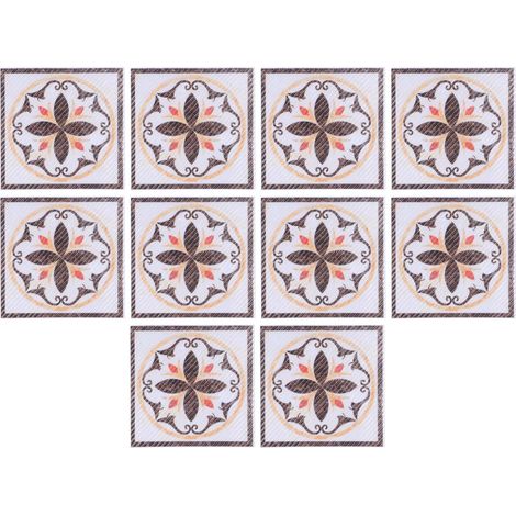 10 wasserfeste, selbstklebende 8x8 cm große PVC-Aufkleber mit diagonalen Mustern zur Dekoration von Küchen- und Badezimmerböden (1/5)