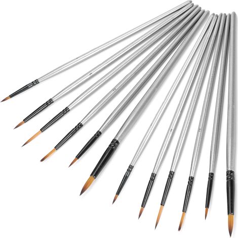 Lot de 12 pinceaux aquarelle en nylon et laine, stylet à pointe biseautée, pour étudiants en art (1/5)