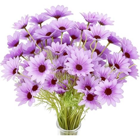 Bouquet de 10 marguerites artificielles violettes, adaptées à la décoration de la maison, aux projets d'artisanat et aux fêtes