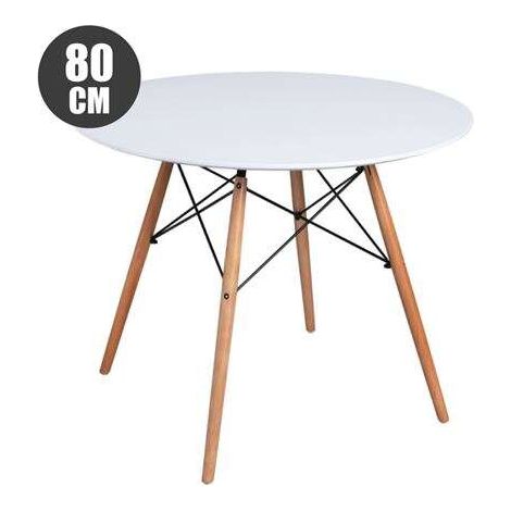 Muvip Mesa Redonda Design D500 80cm - Color Blanco 
 CaracterÃ­sticas: 
-Uso en interior, ideal para comedor o cocina.
-Patas macizas de madera y supe
