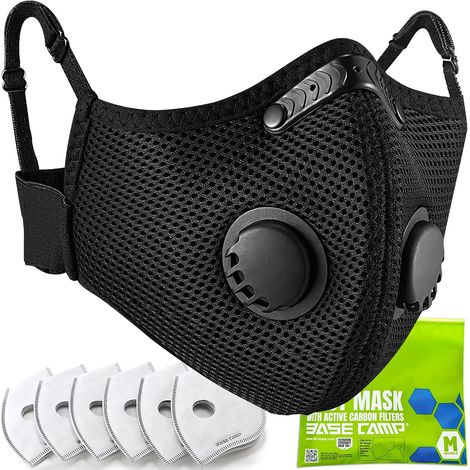 Masque de protection FFP2 NR lavable avec 6 filtres charbon actif – Confort respiratoire avec valve – Ajustement universel pour artisans