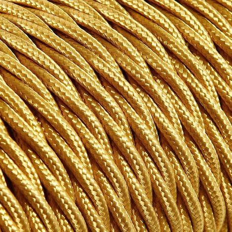 Câble Electrique Or en Textile Torsadé 3x0.75mm² - Fil Electrique Tissu