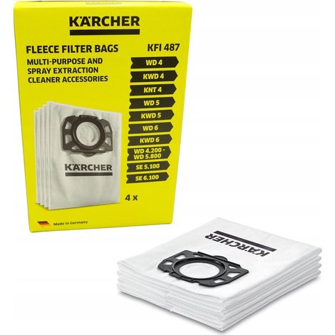 4 - Sac Filtre - Aspirateur - Compatible Kärcher - Feutre Robuste - Pour Nettoyage Domestique - Gris - 28630060 (1/2)