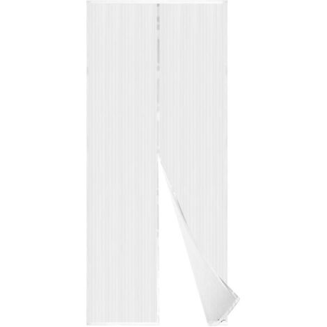 Moustiquaire Magnétique Pour Porte, Maille Ultra Fine, Aimants Puissants, Kit d'Installation Complet, Bande Adhésive et Auto-Agrippante Incluse - 80x210cm, Blanc