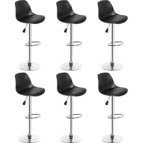 Aqrau 6 Tabouret de bar coussin PU noir (1/2)