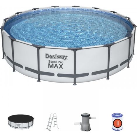 Bestway – Piscine hors-sol ronde 457 cm – Acier résistant à la corrosion – Hauteur 107 cm – Capacité 14 970 L – Pompe de filtration incluse