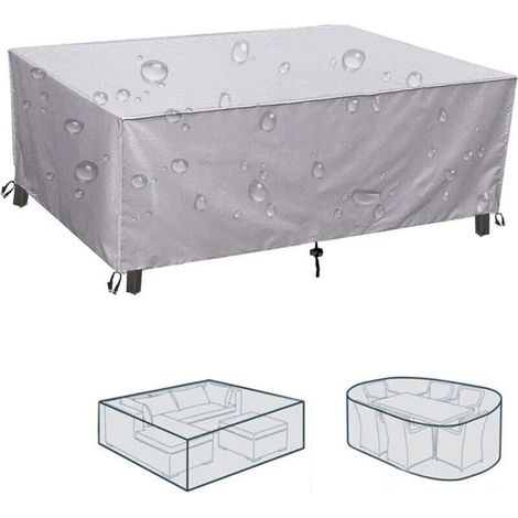 Protective cover for garden furniture 190 x 125 x 80 cm, square, waterproof, for garden furniture, protection for balcony furniture, winter-proof, 420D Oxford table cover (1/4)