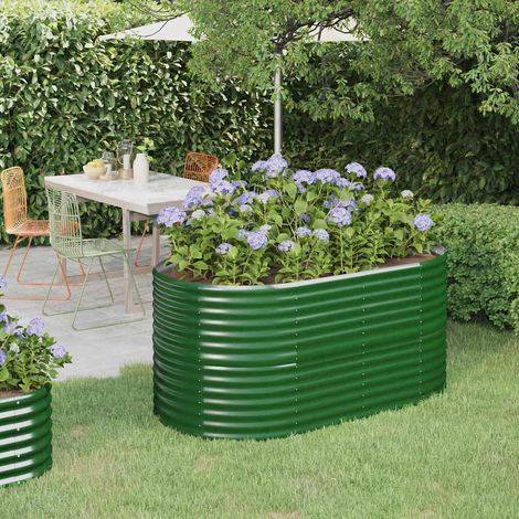Lit surélevé de jardin-Jardinière surélevée-Bac de jardin surélevé Acier galvanisé 152x80x68 cm Vert (1/5)
