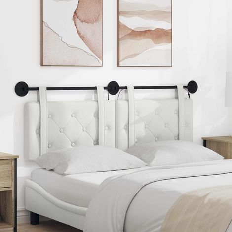 vidaXL Tête de lit suspendue Avec lumière LED Blanc Simili cuir (1/5)