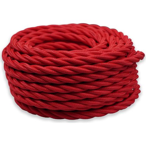 FANTON cavo elettrico tessile colore rosso treccia seta 2mt 3G0,75 filo rivestito in tessuto vintage stile retrò per lampadari applique 93836-02