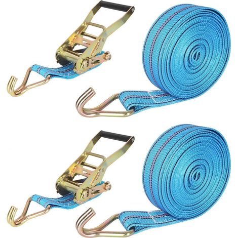 2x Spanngurte mit Ratsche 50mm x 10m, 3000kg, Stahlhaken, Blau (1/5)