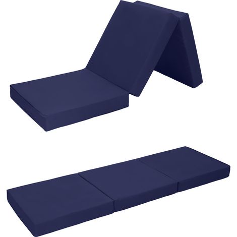 Ready Steady Bed Materasso singolo pieghevole per soggiorno - Materasso ospiti Futon sfoderabile - Materasso da campeggio per esterno resistente all'acqua - Blu Navy (1/5)