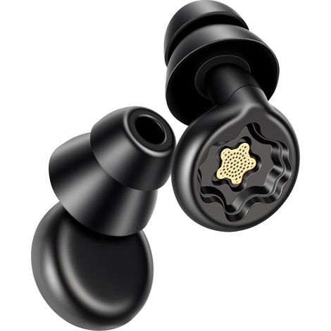 Bouchon d‘Oreille pour Dormir - Anti-Bruit, Silicone Souple Réutilisable - Pour Nuit, Voyage, Concentration et Concert, Noir (1/5)