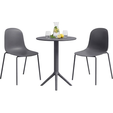 Set da giardino Torin con 2 sedie grigio scuro (1/5)