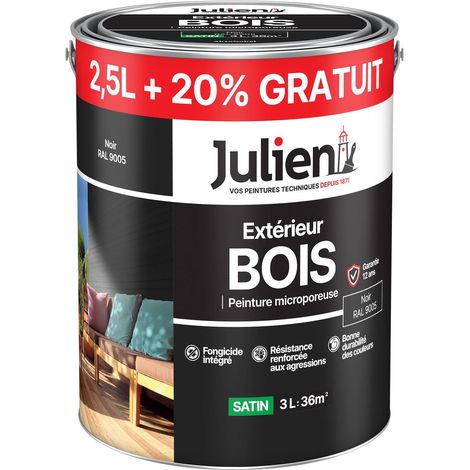 Peinture Bois Extérieur Julien Satin Noir 2,5 L + 20%