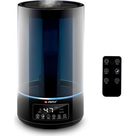 Humidificateur d'Air Chambre - 4.3L - Humidificateur Ultrasonic Mist - Humidificateur Plantes d'intérieur - Diffuseur avec Timer - Aromathérapie - Veilleuse - Télécommande - Noir (1/5)