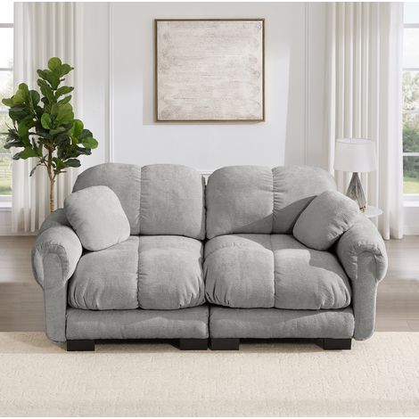 2-Sitzer-Chenille-Sofa, modular, Hellgrau, OKMYHOME (1/5)