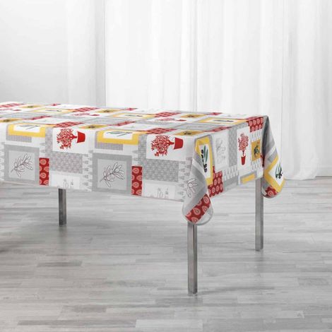 Nappe Antitache "Graziella" 150x240cm Jaune & Brique (1/3)