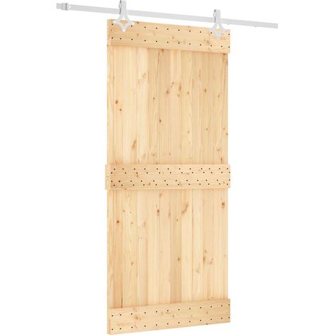 Schiebetür Natürlich und Weiß 95 x 210 cm Massivkiefer vidaXL