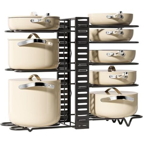 Organisateur de casseroles, étagère réglable pour casseroles et poêles, armoire de cuisine en acier robuste pour ranger les ustensiles de cuisine