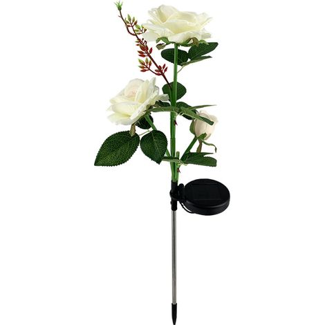 Juego de 2 rosas luminosas con energía solar, impermeables, fáciles de instalar, para jardín, patio o camino. (1/5)