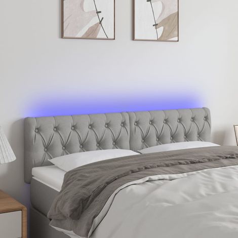 Tête de lit à LED Gris clair 160x7x78/88 cm Tissu (1/5)