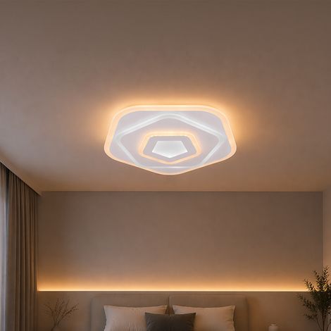 Lustre LED 59W 40 Lumiere Gradable Blanc Metal et Acrylique (1/5)