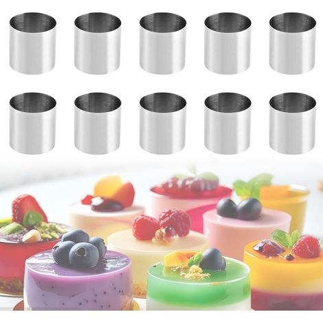 Dessert Circle Set, 10pcs Mousse Rings 5cm Diameter, Stainless Steel Baking Ring, Cake Circles Mini Cake Ring Small Cake Pan Baking Tool (1/5)