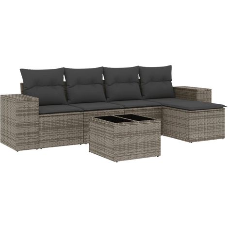 Maison Exclusive - 6-tlg. Garten-Sofagarnitur mit Kissen Grau Pol