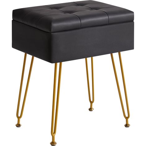 Tabouret de vanité de Stockage avec Table à Retourner, Noir WBD014B (1/5)