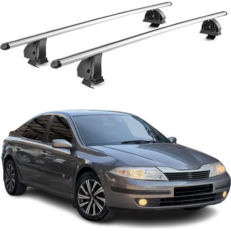 OMAC Aluminium Dachträger Querträger für Renault Laguna II 2001-2008 – TÜV / DIN 75302:2019 – Abschließbar – T-Nut – Max. 75 kg – 2 Stangen – Silber (1/5)