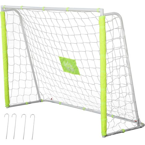 Portería de fútbol puerta de fútbol con soporte de metal y red para entrenamiento de fútbol en jardín aire libre 186x62x123 cm blanco y amarillo (1/5)