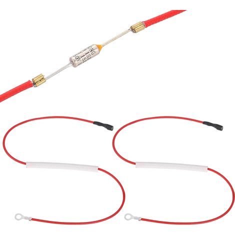 2Pcs Fusible thermique universel pour cuiseur à riz, 152°C 10A 250V Fusible thermique métallique avec borne et cosse à œillet gaine fibre de verre pour pièce de réparation (1/5)