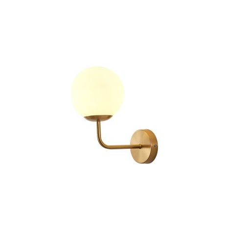 Applique Murale Interieur LED 5W 3000K Blanc Chaud Lampe Murale Globe en Verre Givré Étanche Luminaire Applique pour Salle de bain Salon Chambre Couloir Restaurant, Fer, Or brossé