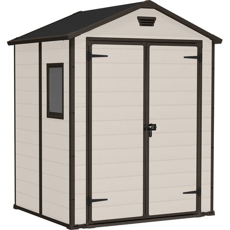 Dmora - Casetta da giardino Cranbrook, Capanno da esterno, Rimessa da giardino, Ripostiglio per attrezzi, 185x152 h226 cm, Beige