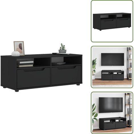 The Living Store TV-Schrank VISNES Schwarz 100x40x38 cm Holzwerkstoff - Holzwerkstoff (1/5)