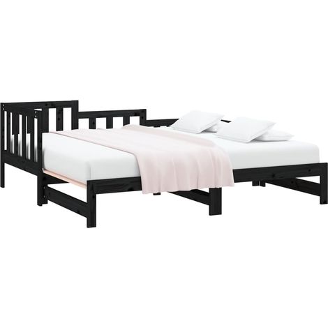 Dormeuse Estraibile Nera 2x(90x190) cm Legno Massello di Pino vidaXL (1/4)