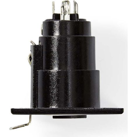 Conector XLR Recto Mujer Niquelado Chasis Diámetro de entrada del cable: 5,0 mm Metales Negro 1 PC. Bolsa de plastico