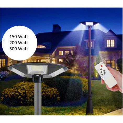 LAMPIONE SOLARE LED 150W 200W 300W CREPUSCOLARE IP66 LUCE FREDDA TELECOMANDO 300
