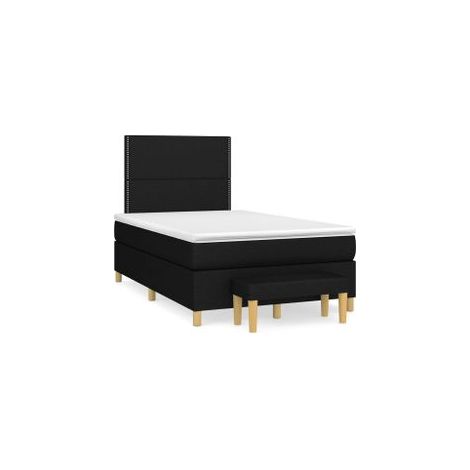 Sommier à lattes de lit avec matelas Noir 120x200 Tissu (1/5)