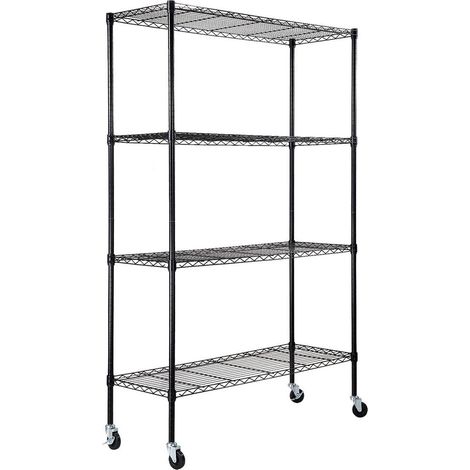 4 Niveaux 120x45x188 cm Étagère de Rangement Métallique Stockage Lourd 317 kg pour Garage Sous-sol (1/5)