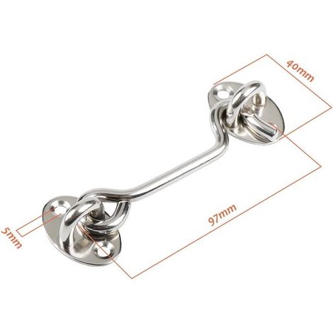 Gancho de seguridad Azalia,2 ganchos de acero inoxidable para puertas,gancho metálico con tornillos externos,10,5 cm