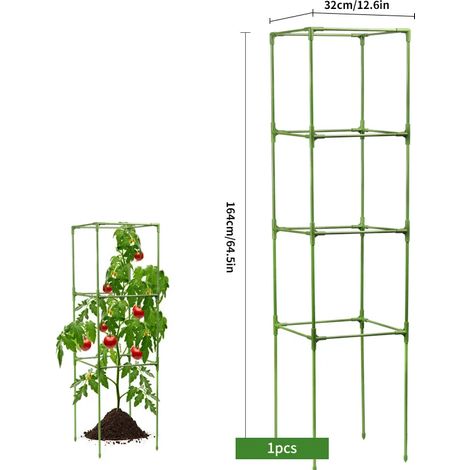 Support carré en fibre de verre (32 x 164) pour plantes grimpantes, concombres, tomates, etc. - Accessoire de jardinage (1/4)