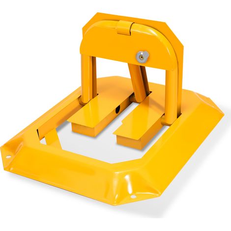 Jiubiaz Barrière de parking rabattable avec clé, arceau de stationnement métal jaune, 1 pièce (1/5)