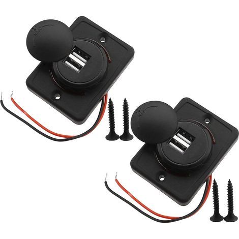 AGE 2pcs 3.1A Double Prise USB de Voiture Auto Câble Rouge Chargeur Socket 2 Adaptateur Port 12V-24V Charge Panneau de Chargement Connecteur (1/4)